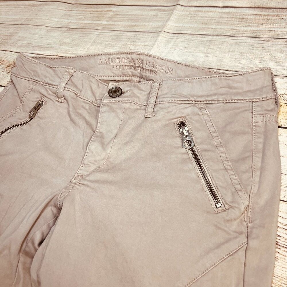American Eagle Outfitters Tan Moto Jegging Ankle Super Stretch Pants Size 8 - Picture 9 of 13